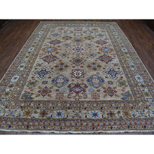 Load image into Gallery viewer, 9&#39;x11&#39;9&quot; Hand Knotted Beige Super Kazak with Geometric Design Extra Soft Wool Oriental Rug FWR408924