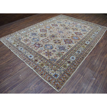 Load image into Gallery viewer, 9&#39;x11&#39;9&quot; Hand Knotted Beige Super Kazak with Geometric Design Extra Soft Wool Oriental Rug FWR408924