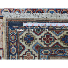 Load image into Gallery viewer, 2&#39;7&quot;x9&#39;8&quot; Super Kazak with Tribal Medallions Design Light Brown Pure Wool Hand Knotted Oriental Runner Rug FWR409038