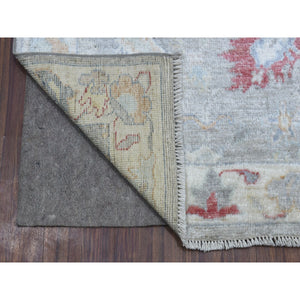 3'x16'1" Hand Knotted Extremely Durable Shiny Wool Gray Angora Oushak with All Over Design XL Runner Oriental Rug FWR409518