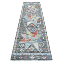Load image into Gallery viewer, 2&#39;8&quot;x9&#39;7&quot; Village Inspired Anatolian Colorful Star Design Soft Afghan Wool Hand Knotted Oriental Runner Rug FWR410022