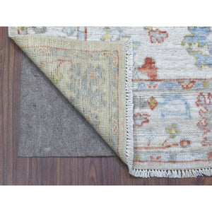 4'x6' Organic Wool Ivory Angora Oushak with Soft Colors Hand Knotted Oriental Rug FWR410226
