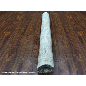 4'x6' Organic Wool Ivory Angora Oushak with Soft Colors Hand Knotted Oriental Rug FWR410226