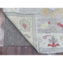 Load image into Gallery viewer, 3&#39;x13&#39;5&quot; Extra Soft Wool Gray Angora Oushak with Pop of Red and Yellow Hand Knotted Oriental Wide Runner Rug FWR410376
