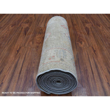 Load image into Gallery viewer, 2&#39;7&quot;x17&#39;5&quot; Hand Knotted Angora Oushak with Colorful Motifs Gray Extra Soft Wool Oriental XL Runner Rug FWR410430
