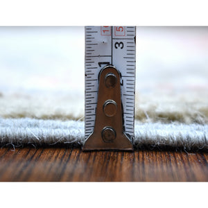 2'7"x17'5" Hand Knotted Angora Oushak with Colorful Motifs Gray Extra Soft Wool Oriental XL Runner Rug FWR410430