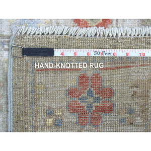 2'7"x17'5" Hand Knotted Angora Oushak with Colorful Motifs Gray Extra Soft Wool Oriental XL Runner Rug FWR410430