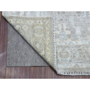 2'9"x16' Gray Hand Knotted Angora Oushak with All Over Design Soft Afghan Wool Oriental XL Runner Rug FWR410442