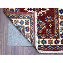 Load image into Gallery viewer, 2&#39;x3&#39; Super Kazak with Geometric Medallions Design Extremely Durable Wool Hand Knotted Deep Red Oriental Mat Rug FWR411216