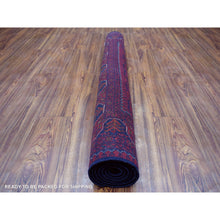 Load image into Gallery viewer, 4&#39;2&quot;x6&#39;6&quot; Deep and Saturated Red Afghan Khamyab with Geometric Design Denser Weave with Shiny Wool Hand Knotted Oriental Rug FWR411336