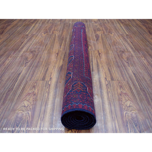 4'2"x6'6" Deep and Saturated Red Afghan Khamyab with Geometric Design Denser Weave with Shiny Wool Hand Knotted Oriental Rug FWR411336