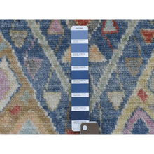 Load image into Gallery viewer, 3&#39;x11&#39;9&quot; Denim Blue with Pop of Color Hand Knotted Anatolian Village Inspired Geometric Design Soft Wool Oriental Wide Runner Rug FWR411630