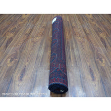 Load image into Gallery viewer, 3&#39;4&quot;x4&#39;8&quot; Saturated Red with Pop of Navy Blue Hand Knotted Afghan Khamyab Natural Dyes Denser Weave with Shiny Wool Oriental Rug FWR411876
