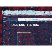 Load image into Gallery viewer, 3&#39;5&quot;x4&#39;10&quot; Saturated Red Afghan Khamyab with All Over Design Hand Knotted Soft, Velvety Wool Oriental Rug FWR411882