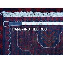 Load image into Gallery viewer, 2&#39;8&quot;x4&#39; Saturated Red Hand Knotted Afghan Khamyab Denser Weave with Shiny Wool Oriental Rug FWR411924