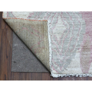 8'10"x11'9" Blush Pink Moroccan Berber with Arts and Crafts Hand Knotted Soft Natural Wool Oriental Rug FWR412494