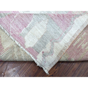 8'10"x11'9" Blush Pink Moroccan Berber with Arts and Crafts Hand Knotted Soft Natural Wool Oriental Rug FWR412494