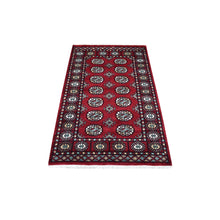 Load image into Gallery viewer, 3&#39;x4&#39;10&quot; Rich Red Mori Bokara Hand Knotted Silky Wool Oriental Rug FWR412710