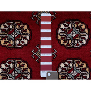 3'x4'10" Rich Red Mori Bokara Hand Knotted Silky Wool Oriental Rug FWR412710