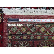 Load image into Gallery viewer, 3&#39;x4&#39;10&quot; Rich Red Mori Bokara Hand Knotted Silky Wool Oriental Rug FWR412710