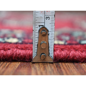 2'6"x3'9" Rich Red Denser Weave 250 KPSI Hand Knotted Pure Afghan Wool Hand Knotted Oriental Rug FWR412734