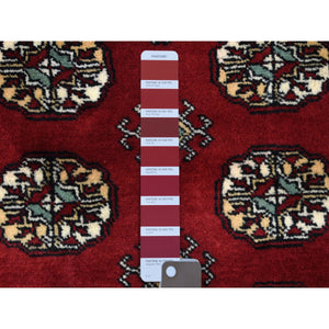 3'x5'1" Hand Knotted Extremely Durable Wool Deep and Rich Red Mori Bokara Oriental Rug FWR412776