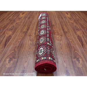 3'x5'1" Hand Knotted Extremely Durable Wool Deep and Rich Red Mori Bokara Oriental Rug FWR412776