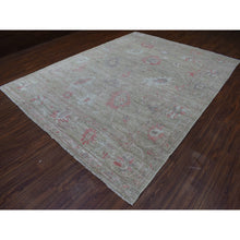 Load image into Gallery viewer, 9&#39;x11&#39;9&quot; Hand Knotted Gray with the Shade of Green Angora Oushak with Floral Motifs Organic Wool Oriental Rug FWR413022
