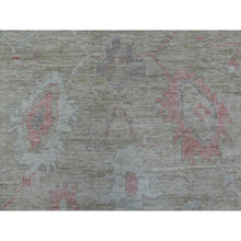 Load image into Gallery viewer, 9&#39;x11&#39;9&quot; Hand Knotted Gray with the Shade of Green Angora Oushak with Floral Motifs Organic Wool Oriental Rug FWR413022
