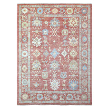 Load image into Gallery viewer, 9&#39;2&quot;x12&#39;1&quot; Coral Red Angora Oushak In a Colorful Palette Extra Soft Wool Hand Knotted Oriental Rug FWR413490
