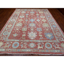 Load image into Gallery viewer, 9&#39;2&quot;x12&#39;1&quot; Coral Red Angora Oushak In a Colorful Palette Extra Soft Wool Hand Knotted Oriental Rug FWR413490