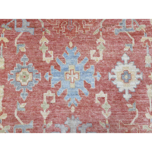 9'2"x12'1" Coral Red Angora Oushak In a Colorful Palette Extra Soft Wool Hand Knotted Oriental Rug FWR413490