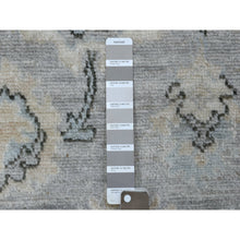 Load image into Gallery viewer, 3&#39;5&quot;x10&#39;2&quot; Afghan Angora Oushak with Floral Motifs Extra Soft Wool Hand Knotted Gunmetal Gray Oriental Wide Runner Rug FWR413802