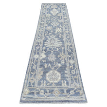 Load image into Gallery viewer, 2&#39;7&quot;x11&#39;5&quot; Charcoal Gray, Afghan Angora Ushak with All Over Leaf Design, Hand Knotted, Natural Dyes, Pure Wool Runner Oriental Rug FWR413880