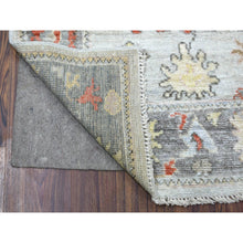 Load image into Gallery viewer, 2&#39;9&quot;x9&#39;5&quot; Pure Wool Hand Knotted Gray Angora Oushak with Large Motifs Oriental Runner Rug FWR413892