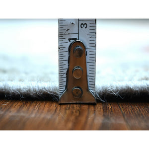 2'9"x9'5" Pure Wool Hand Knotted Gray Angora Oushak with Large Motifs Oriental Runner Rug FWR413892
