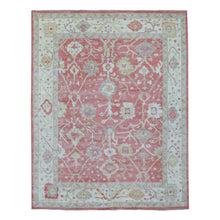 Load image into Gallery viewer, 8&#39;x9&#39;10&quot; Coral Pink Angora Oushak with All Over Leaf Design Soft, Velvety Plush Wool Hand Knotted Oriental Rug FWR414156