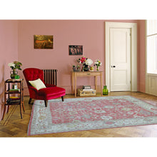 Load image into Gallery viewer, 8&#39;x9&#39;10&quot; Coral Pink Angora Oushak with All Over Leaf Design Soft, Velvety Plush Wool Hand Knotted Oriental Rug FWR414156
