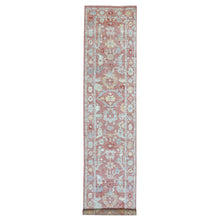 Load image into Gallery viewer, 3&#39;1&quot;x16&#39;1&quot; Hand Knotted Coral Red Angora Oushak with Colorful Motifs Organic Wool Oriental XL Runner Rug FWR414336