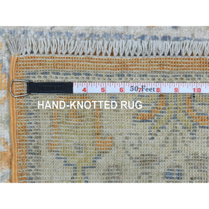 2'8"x10' Sunrise Orange Angora Oushak with Willow and Cypress Tree Design Organic Wool Hand Knotted Oriental Runner Rug FWR414708