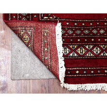 Load image into Gallery viewer, 2&#39;6&quot;x9&#39;1&quot; Mori Bokara with Tribal Medallions Design Deep and Rich Red Extra Soft Wool Hand Knotted Oriental Runner Rug FWR415212