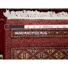 Load image into Gallery viewer, 2&#39;6&quot;x9&#39;1&quot; Mori Bokara with Tribal Medallions Design Deep and Rich Red Extra Soft Wool Hand Knotted Oriental Runner Rug FWR415212