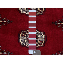 Load image into Gallery viewer, 2&#39;6&quot;x3&#39;10&quot; Rich Red Organic Wool Hand Knotted Mori Bokara with Tribal Medallions Design Oriental Rug FWR415242