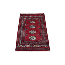 Load image into Gallery viewer, 2&#39;6&quot;x3&#39;9&quot; Hand Knotted Mori Bokara with Tribal Medallions Design Rich Red Pure Wool Oriental Rug FWR415278