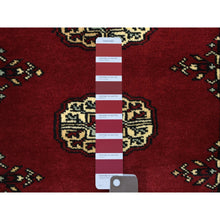 Load image into Gallery viewer, 2&#39;6&quot;x3&#39;9&quot; Hand Knotted Mori Bokara with Tribal Medallions Design Rich Red Pure Wool Oriental Rug FWR415278
