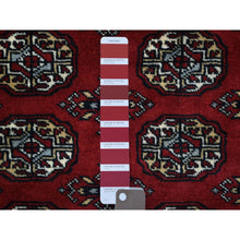 Load image into Gallery viewer, 3&#39;x5&#39;1&quot; Extra Soft Wool Hand Knotted Mori Bokara with Geometric Medallions Design Deep Red Oriental Rug FWR415308