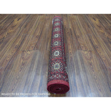 Load image into Gallery viewer, 3&#39;1&quot;x5&#39; Hand Knotted Mori Bokara with Geometric Medallions Design Rich Red Organic Wool Oriental Rug FWR415314