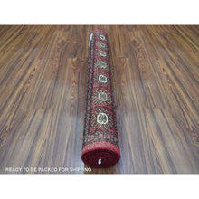 Load image into Gallery viewer, 3&#39;x5&#39;1&quot; Mori Bokara with Geometric Medallions Design Deep and Rich Red Organic Wool Hand Knotted Oriental Rug FWR415338