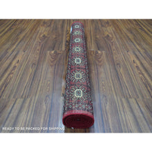 Load image into Gallery viewer, 3&#39;x4&#39;10&quot; Hand Knotted Mori Bokara with Geometric Medallions Design Deep Red Soft Wool Oriental Rug FWR415344