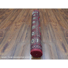 Load image into Gallery viewer, 3&#39;x4&#39;10&quot; Organic Wool Hand Knotted Mori Bokara with Geometric Medallions Design Deep Red Oriental Rug FWR415362